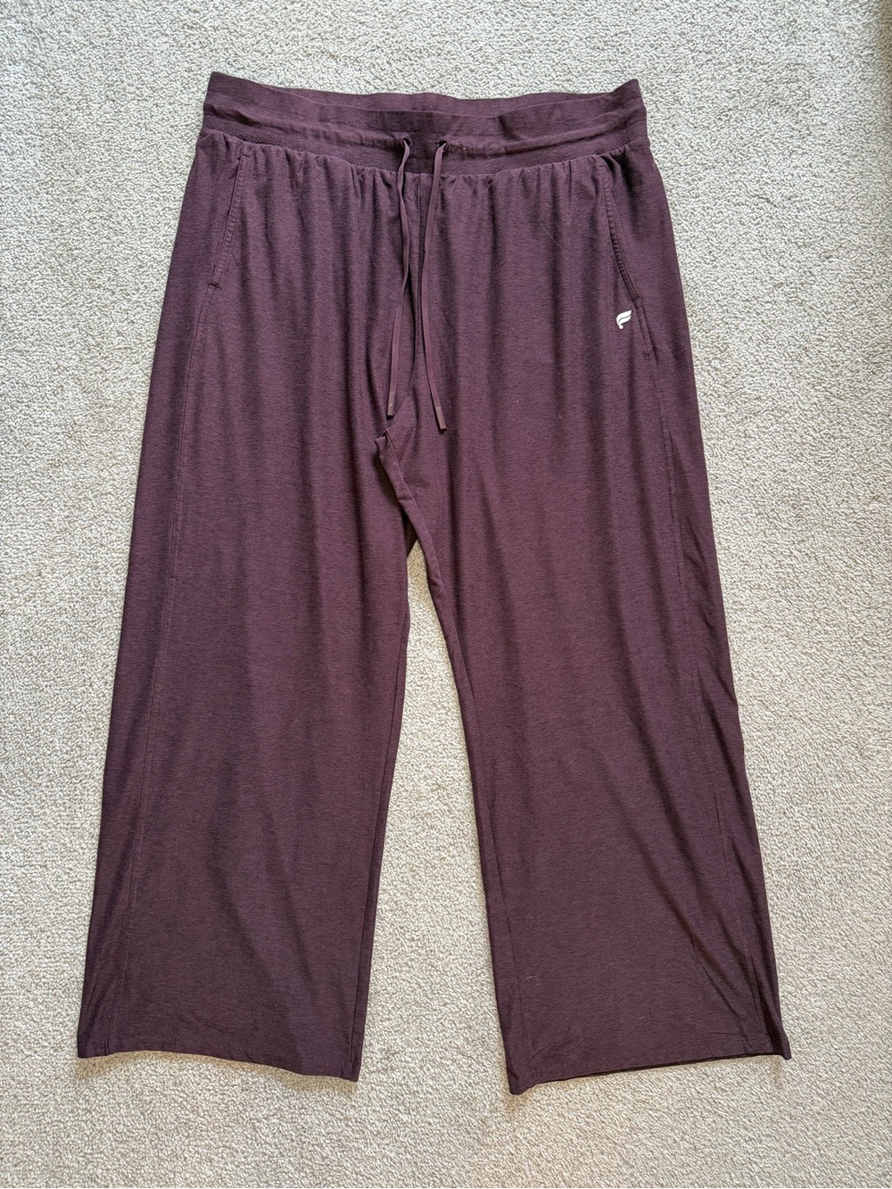 Fabletics Oxblood Heather Cloud Jersey Wide Leg Pants